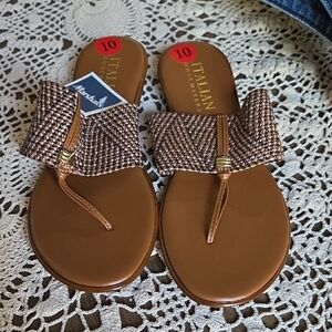 Italian Shoemakers Brown Woven Sandals